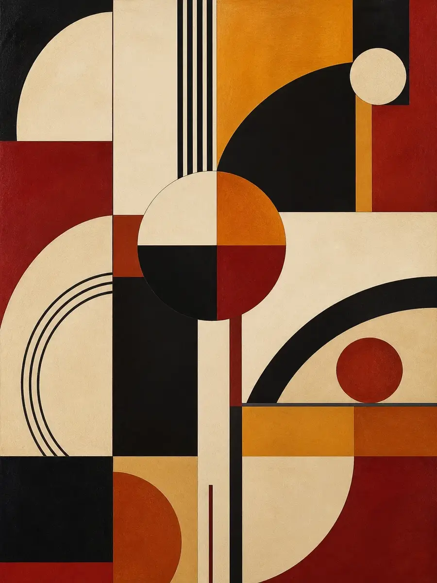 Тёплая геометрия Bauhaus — картина на холсте