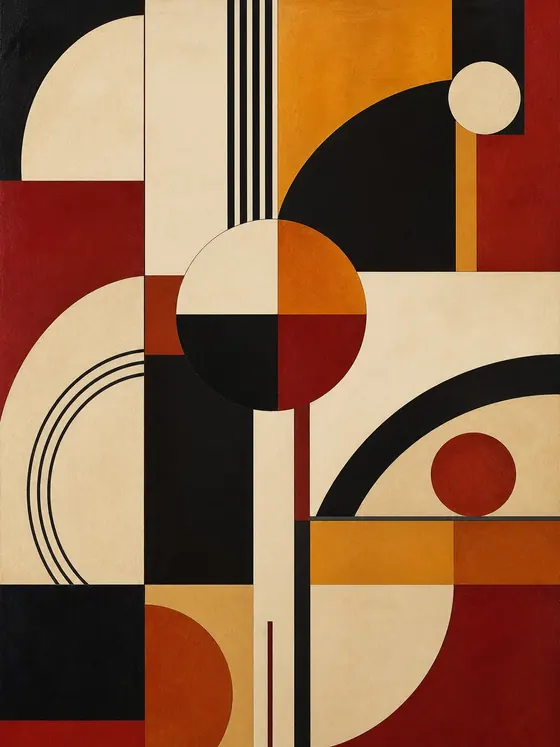 Тёплая геометрия Bauhaus — картина на холсте